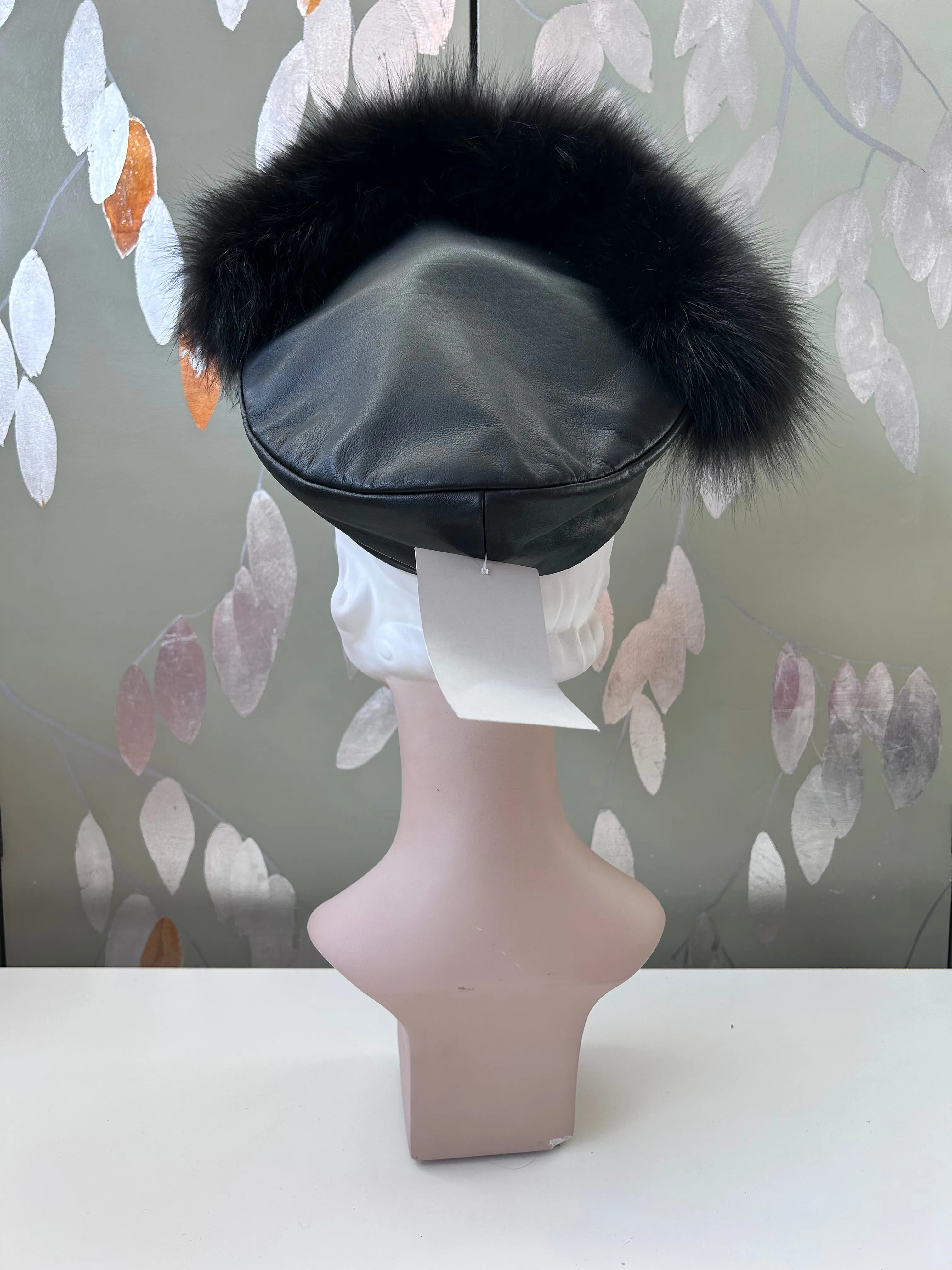 80s Black Leather Hat