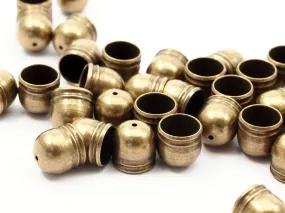 8mm Cord End, 20 Antique Brass Cord Tip End Cap, Cord End (8x8mm) (b0026)