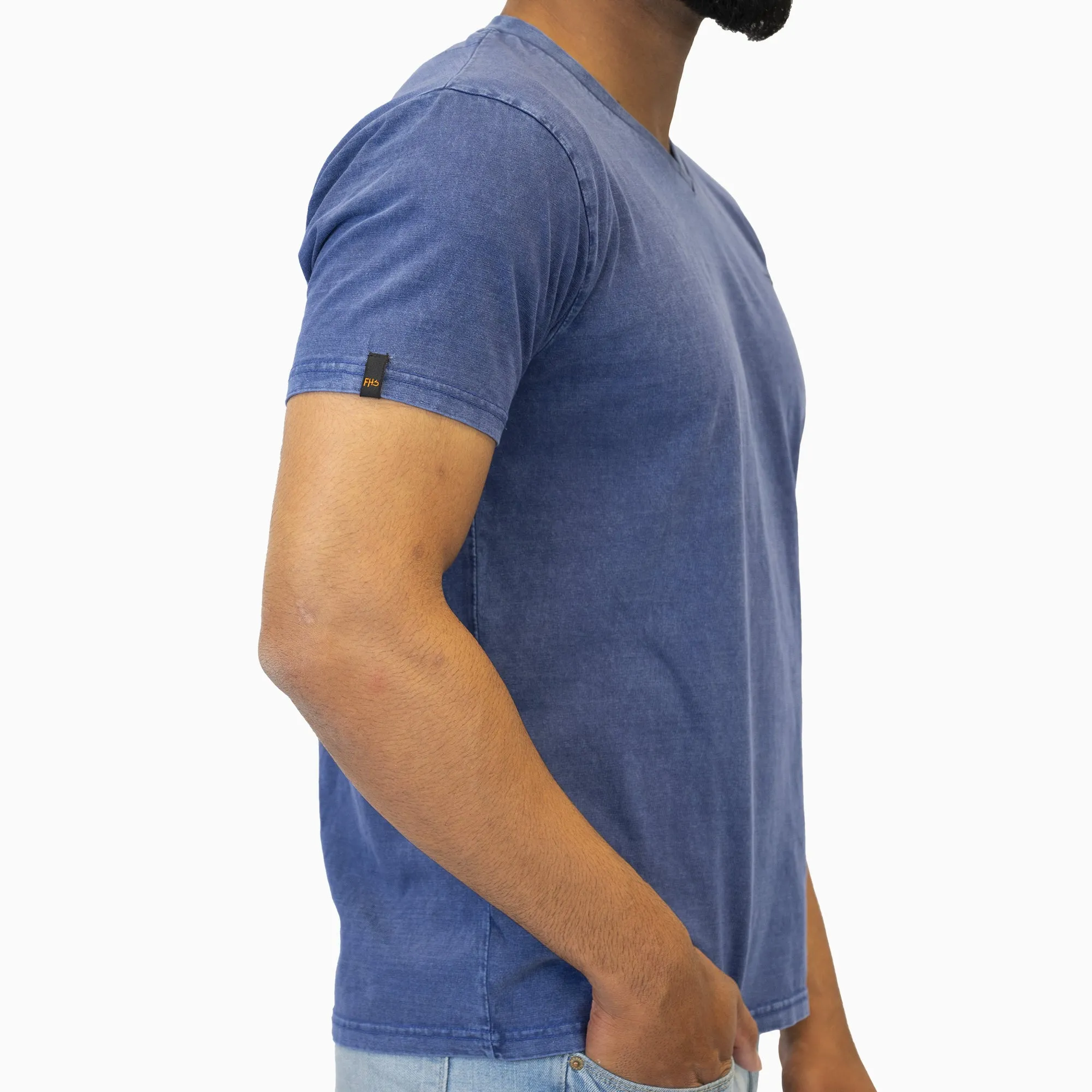 Acid Wash Navy V-Neck