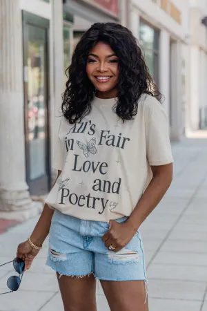 All's Fair In Love And Poetry Ivory Oversized Graphic Tee