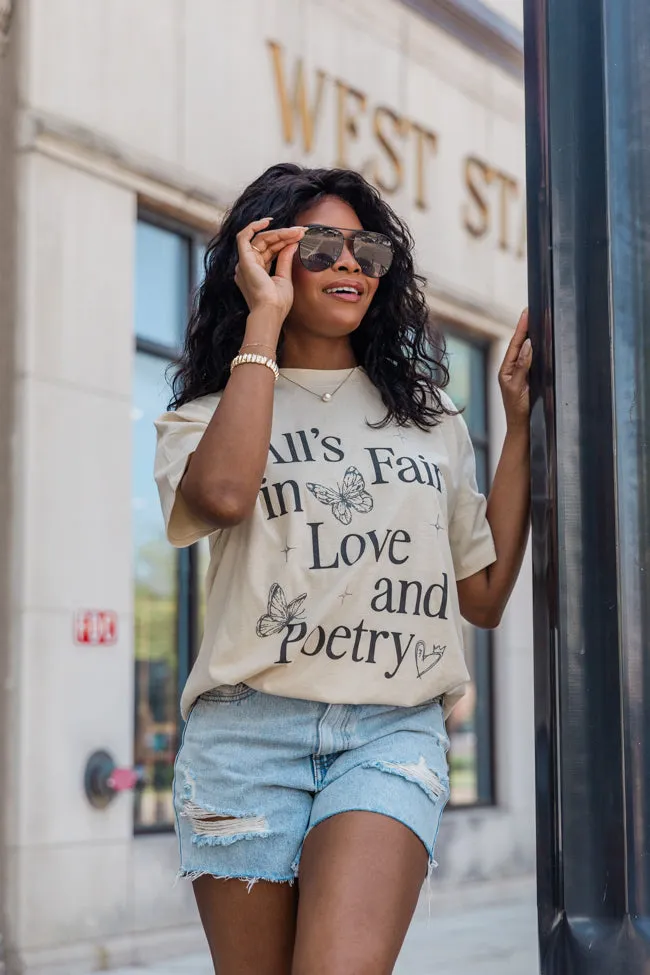 All's Fair In Love And Poetry Ivory Oversized Graphic Tee