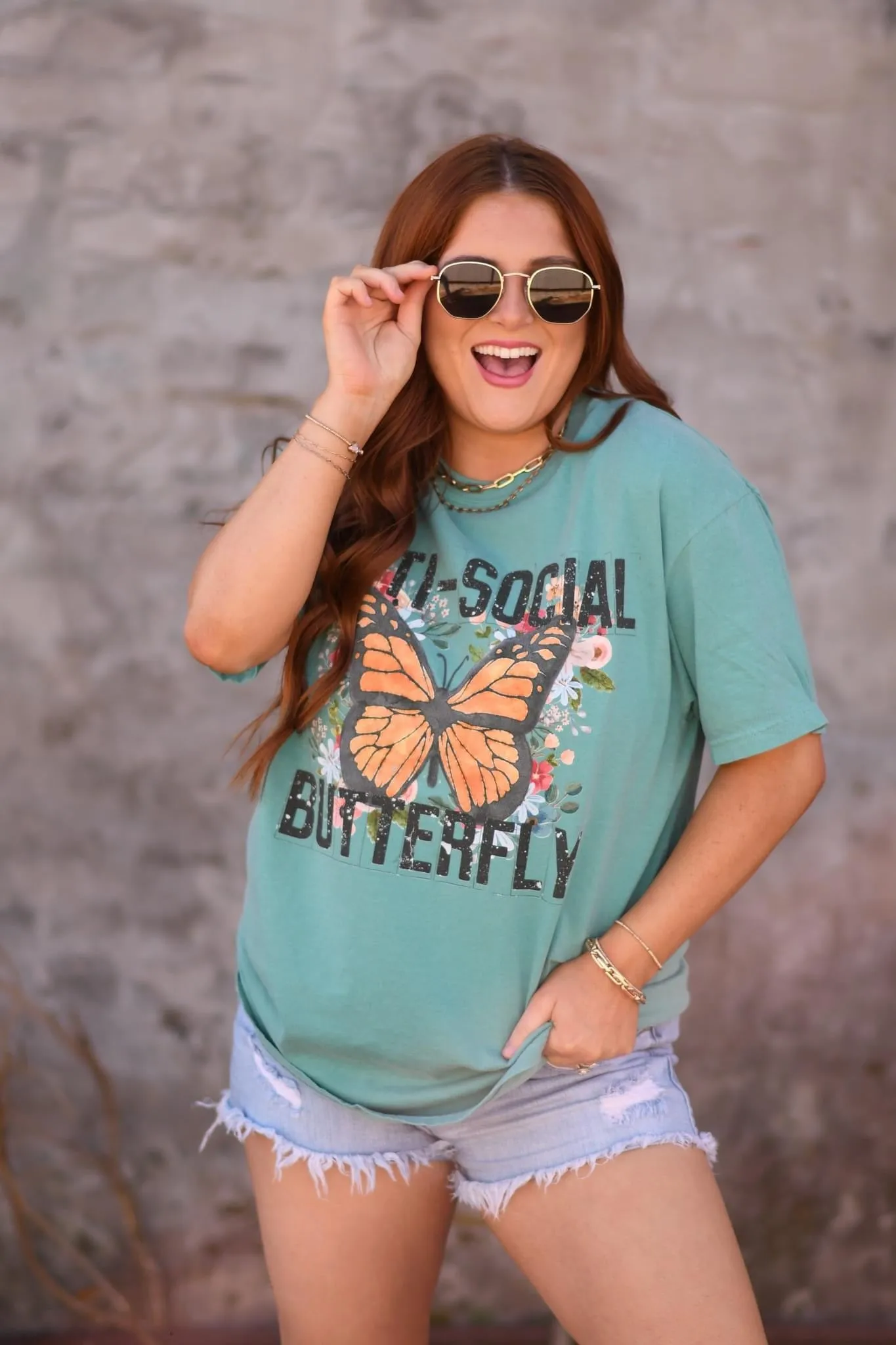 {ANTI-SOCIAL BUTTERFLY} Seafoam Green Crew Neck Tee