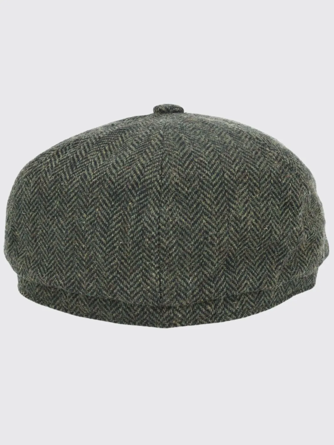 Barucci Devon Wool Blend Green Herringbone Tweed Baker Boy Cap