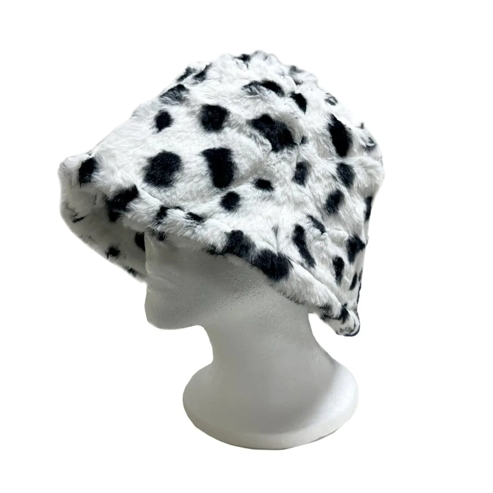 BE U | Faux Fur Animal Printed Bucket Hat