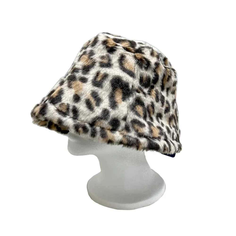 BE U | Faux Fur Animal Printed Bucket Hat