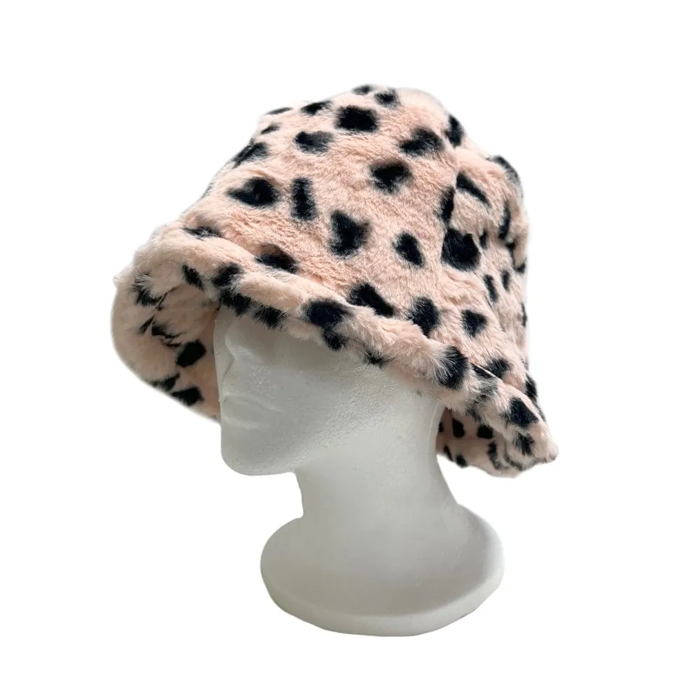 BE U | Faux Fur Animal Printed Bucket Hat