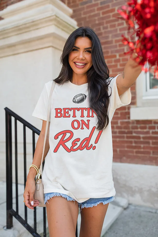 Bettin' On Red Soft Cream Oversized Graphic Tee