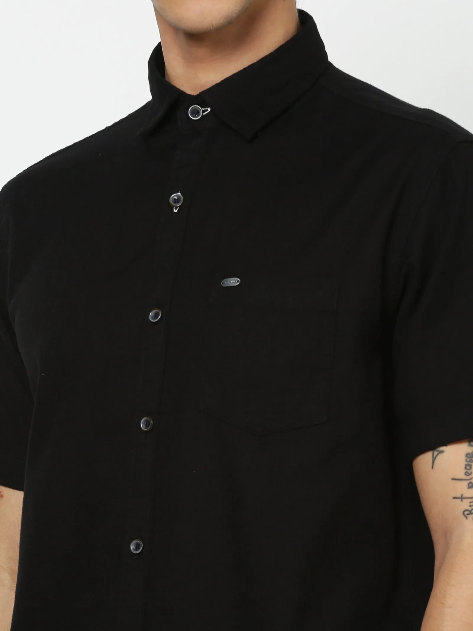 Black Solid Casual Shirt