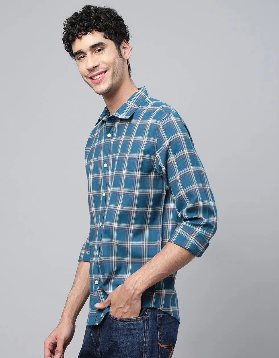 Blue Checks Printed Shirt