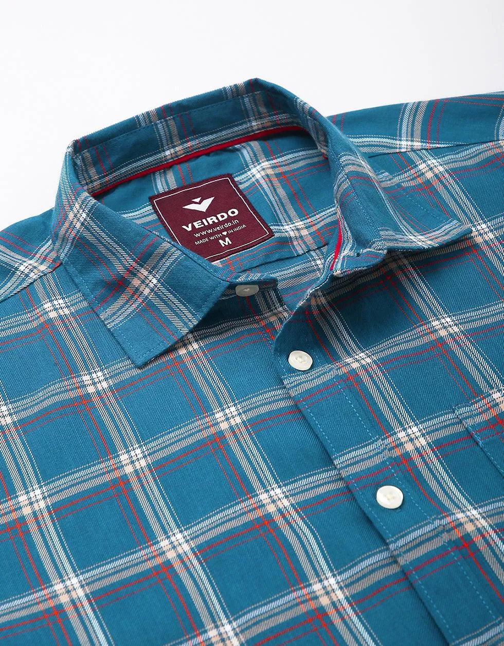 Blue Checks Printed Shirt