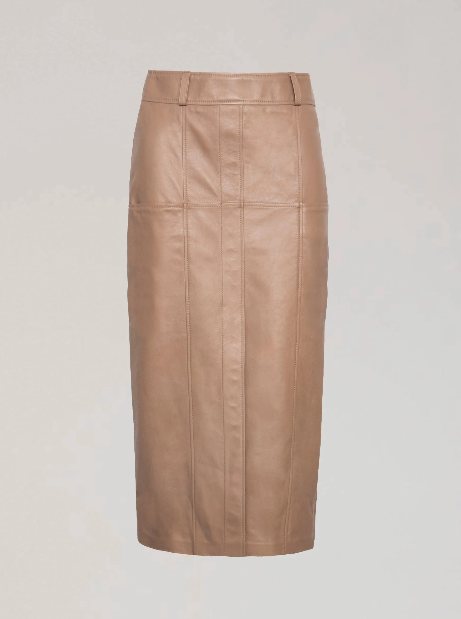 BRONTE LEATHER SKIRT - SESAME