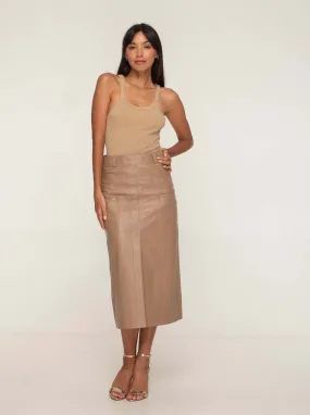 BRONTE LEATHER SKIRT - SESAME