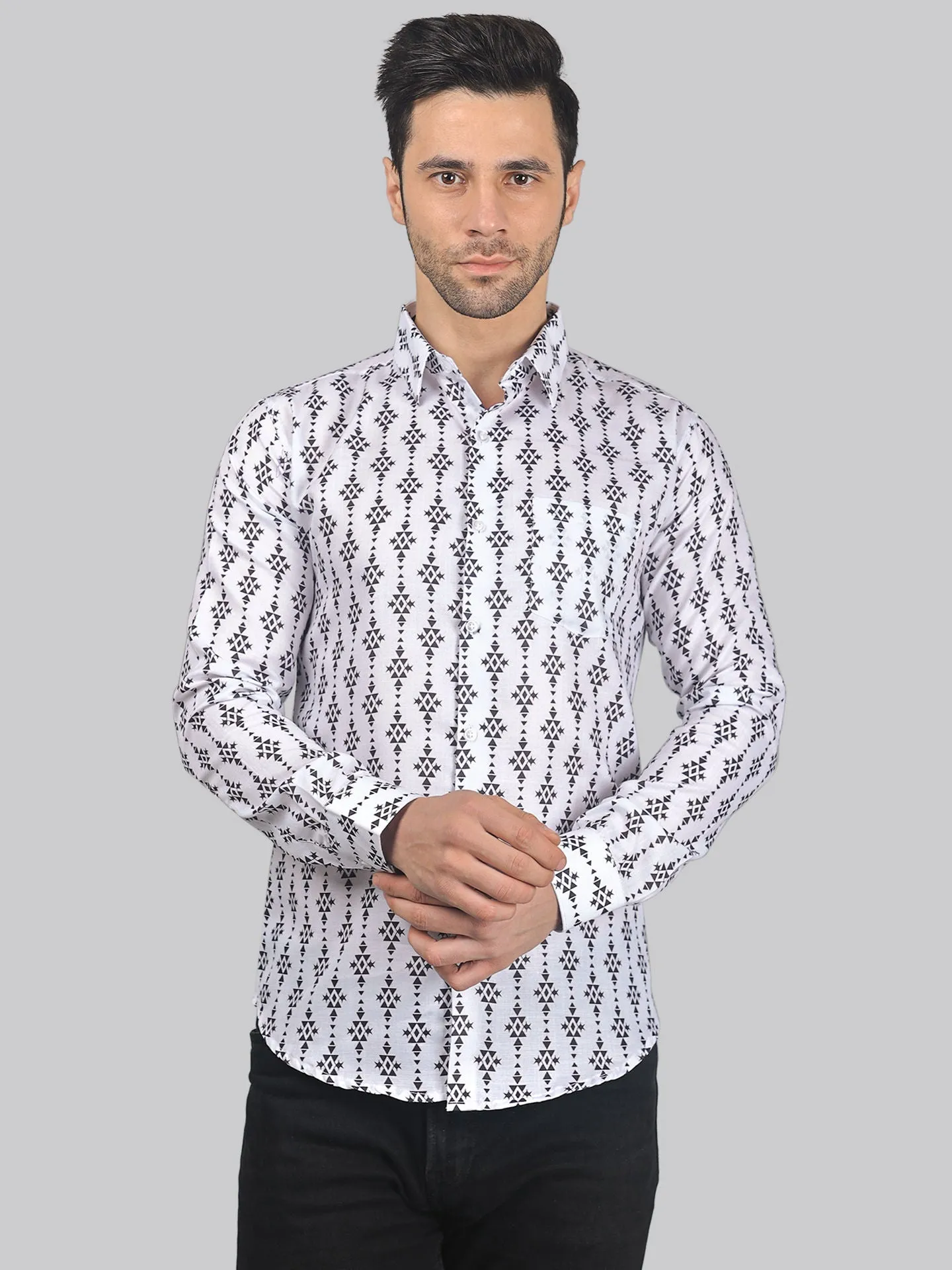 Calliope Men's Printed Full Sleeve Cotton Button-Up Shirt for Men