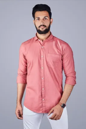 Casual Shirts for Men - Solid Cotton Casual Men Shirt Peach