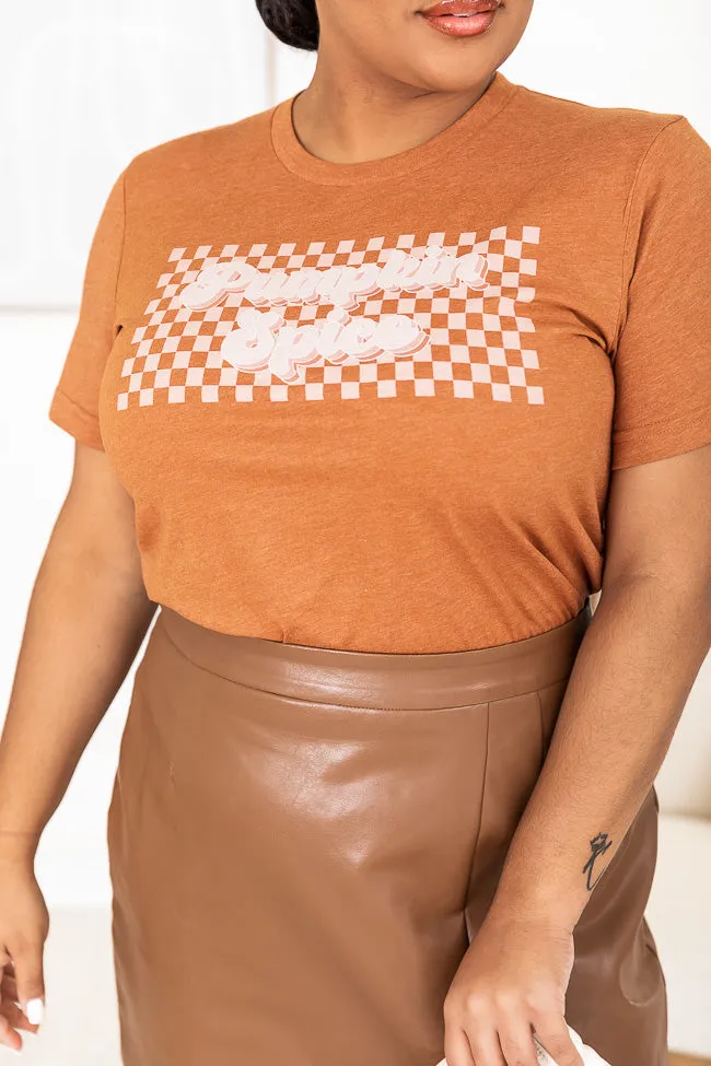 Checkered Pumpkin Spice Burnt Orange Graphic Tee