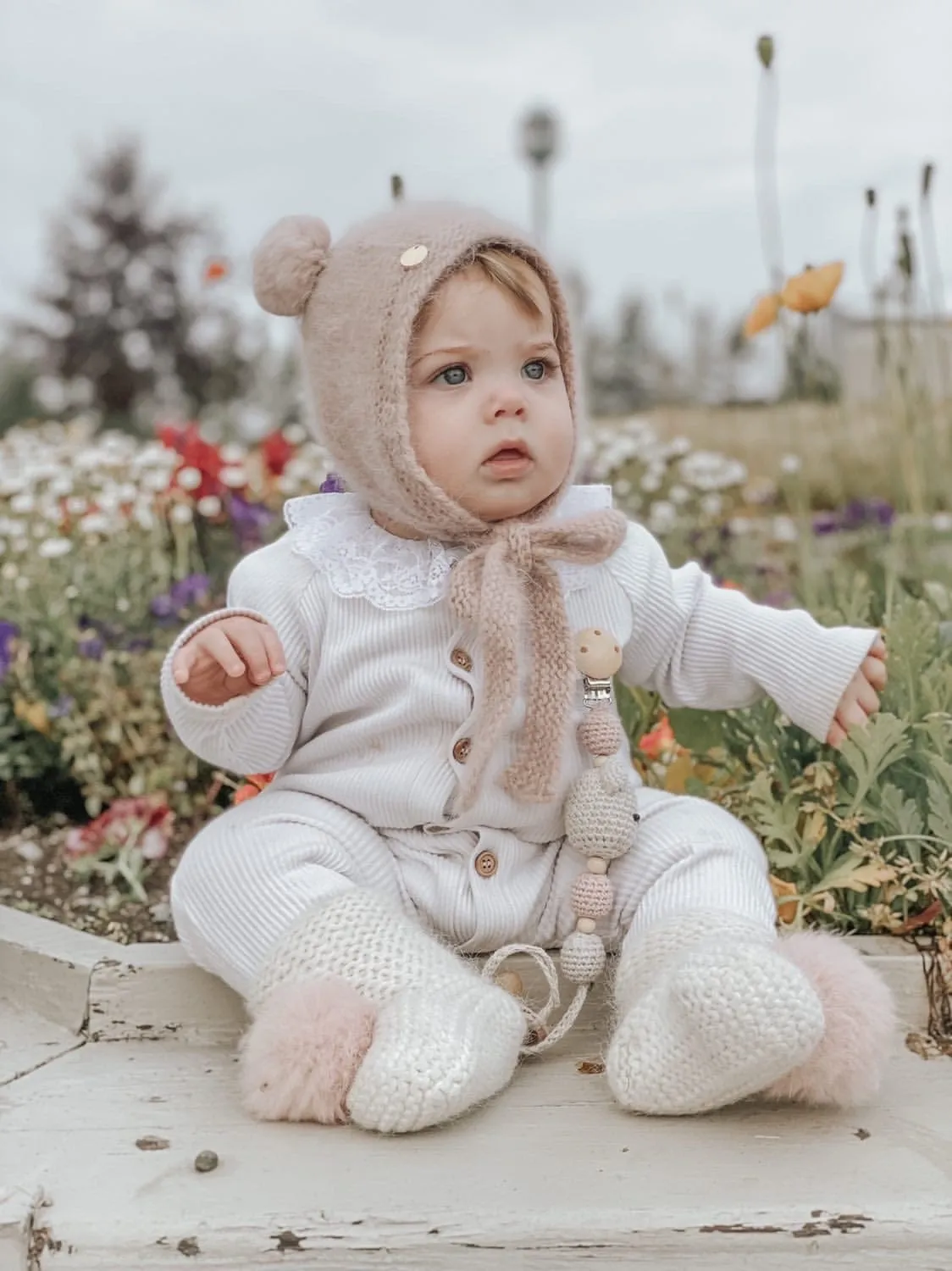 Dusty Pink Cashmere Teddy Hat