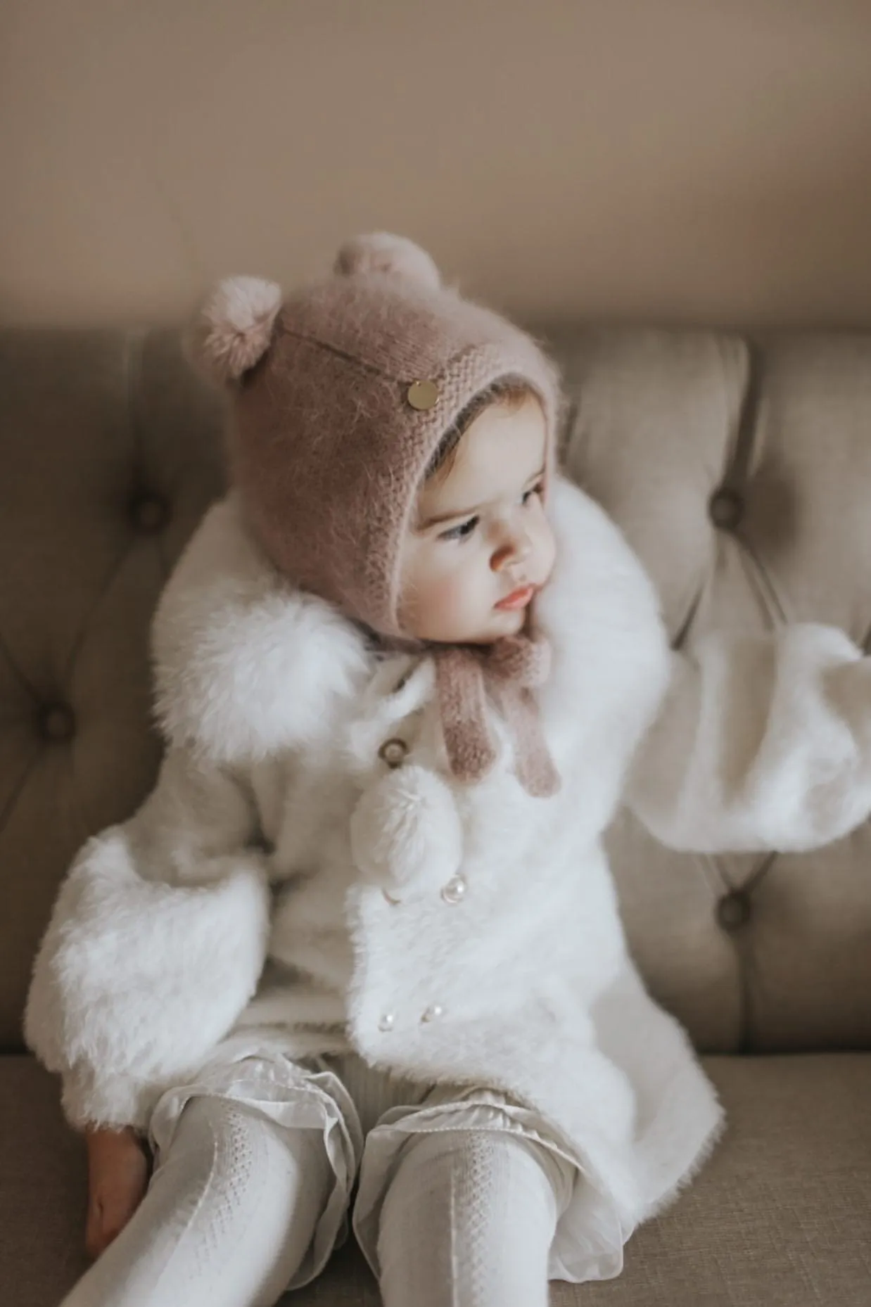 Dusty Pink Cashmere Teddy Hat