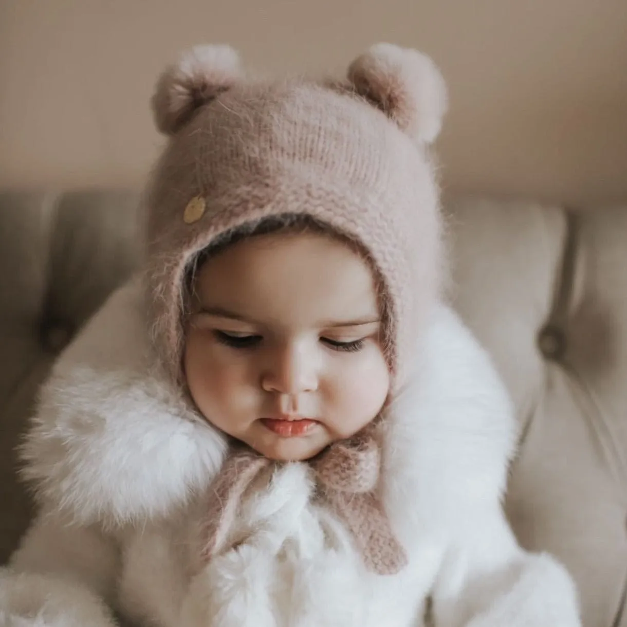 Dusty Pink Cashmere Teddy Hat