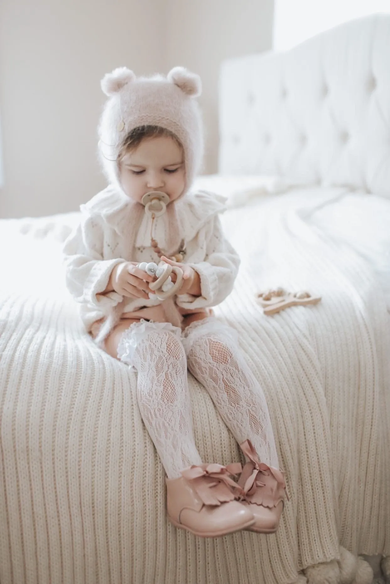 Dusty Pink Cashmere Teddy Hat