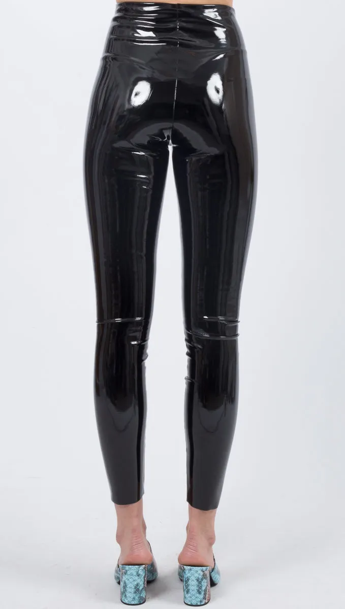 Faux Patent Leather Leggings - Black