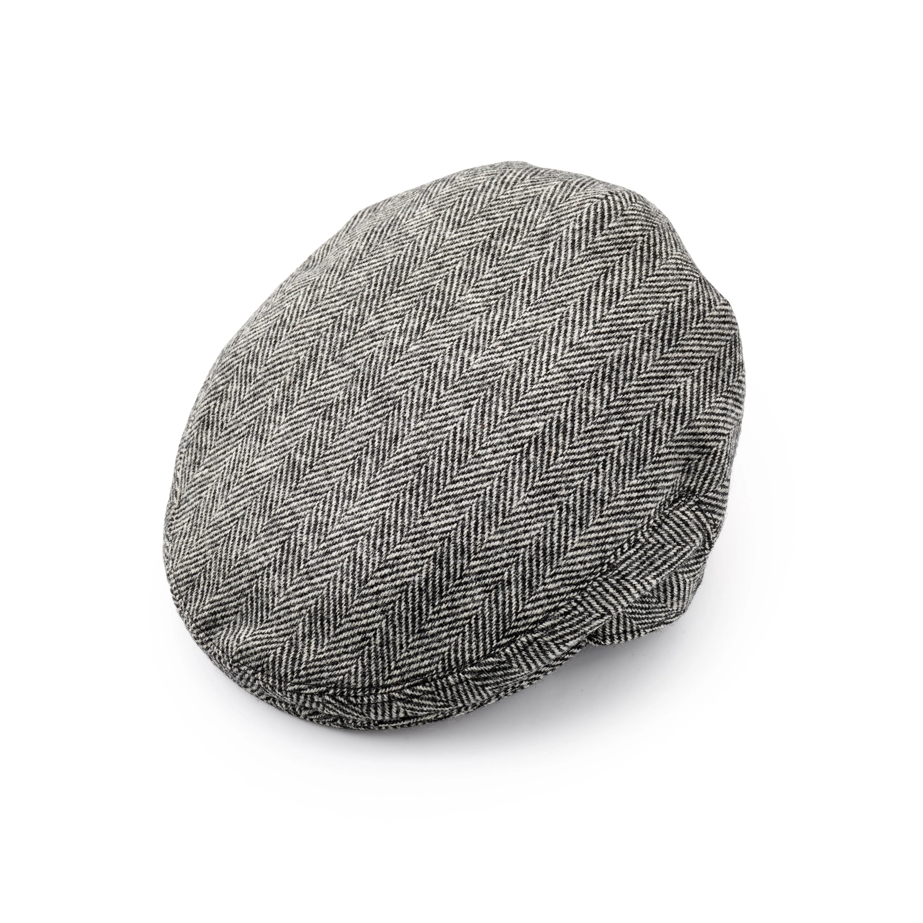 Fox Tweed Classic Cap In Black and White Herringbone fixed brim