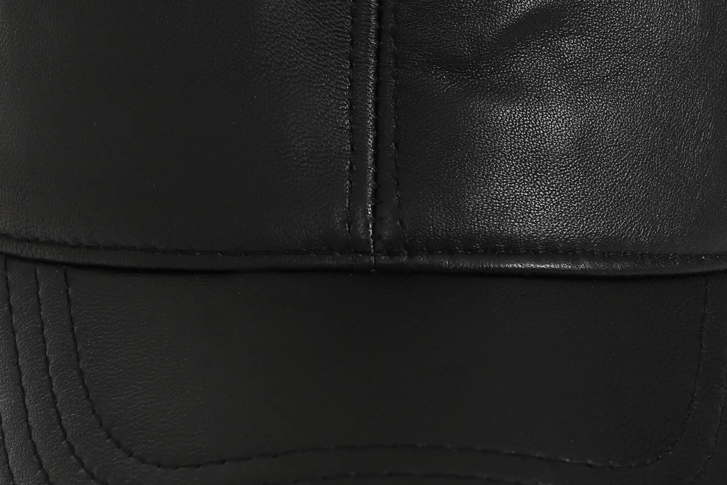 Genuine Black Leather Baseball Cap - Curve Peak