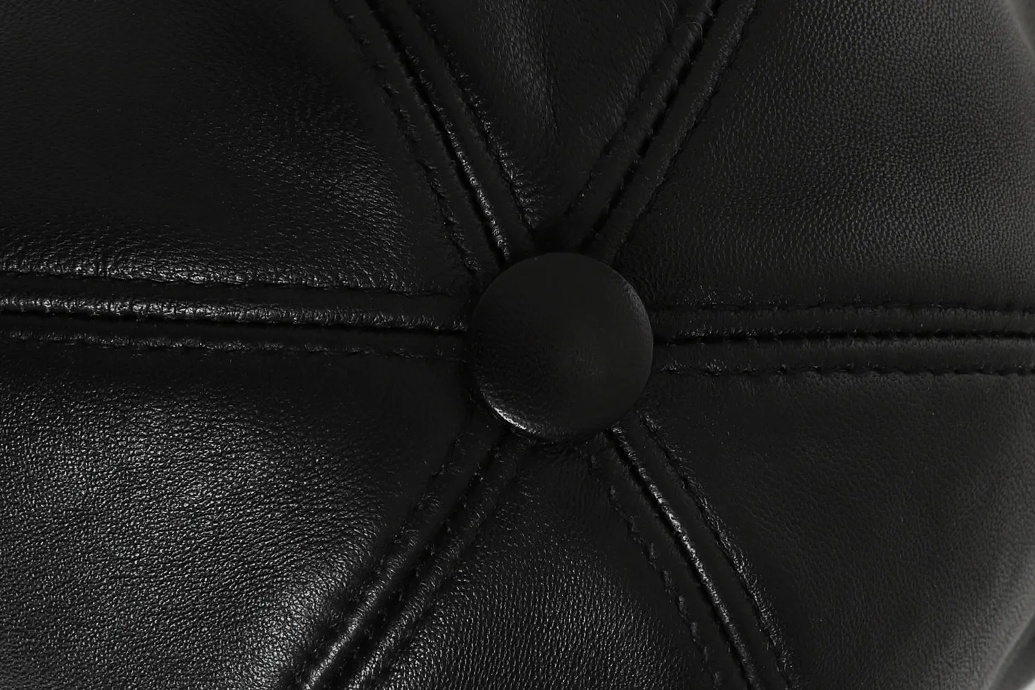 Genuine Black Leather Baseball Cap - Curve Peak