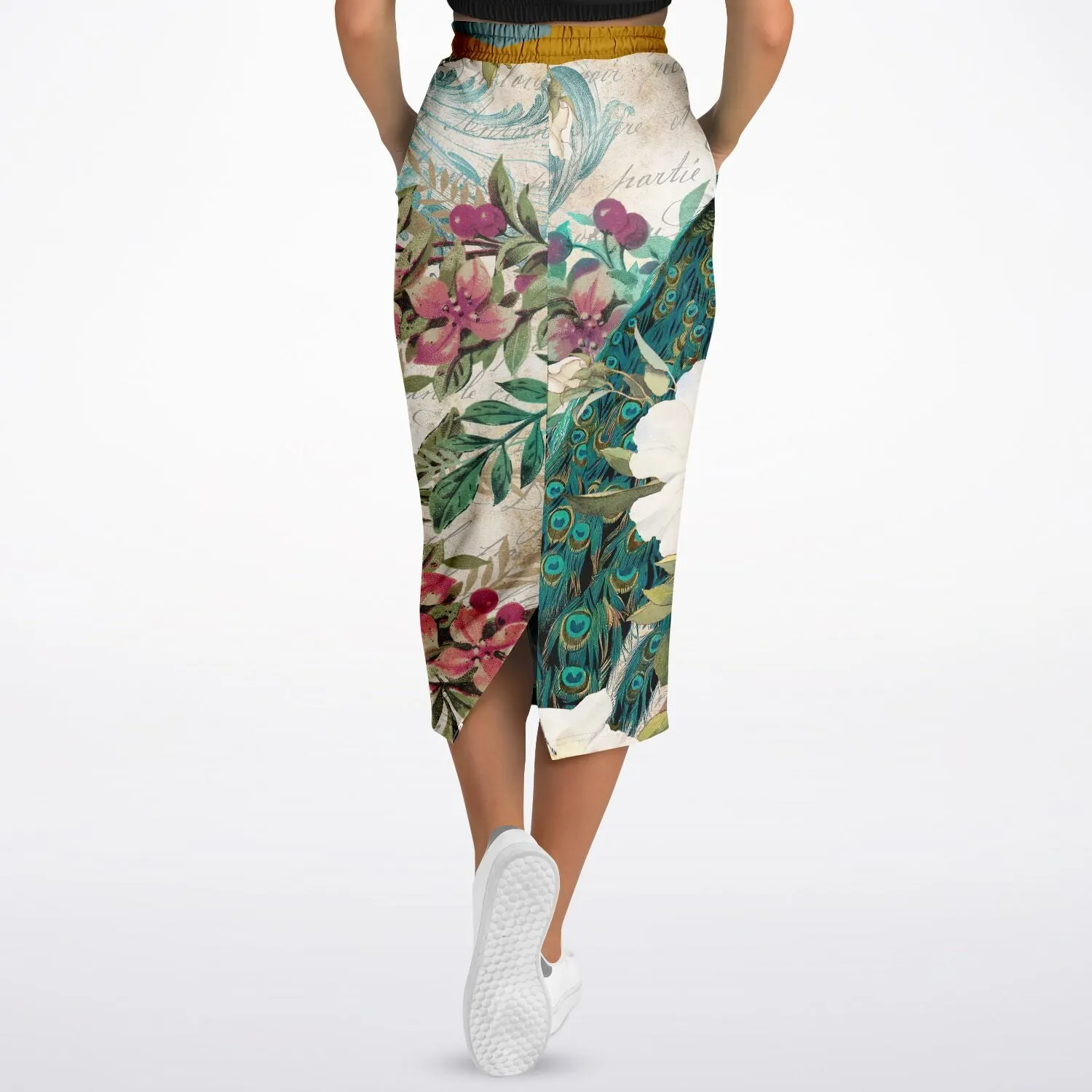 Green Peacock Eco-Poly Long Pocket Skirt