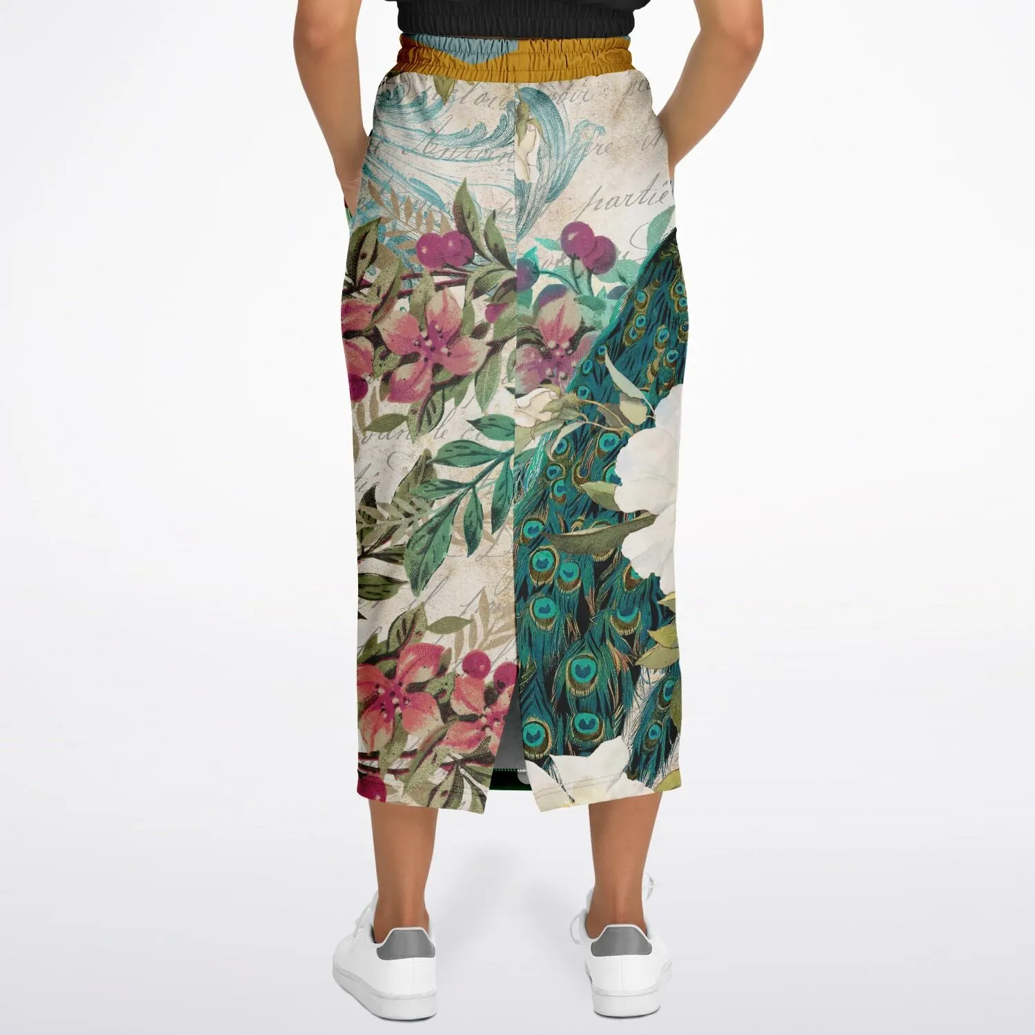 Green Peacock Eco-Poly Long Pocket Skirt