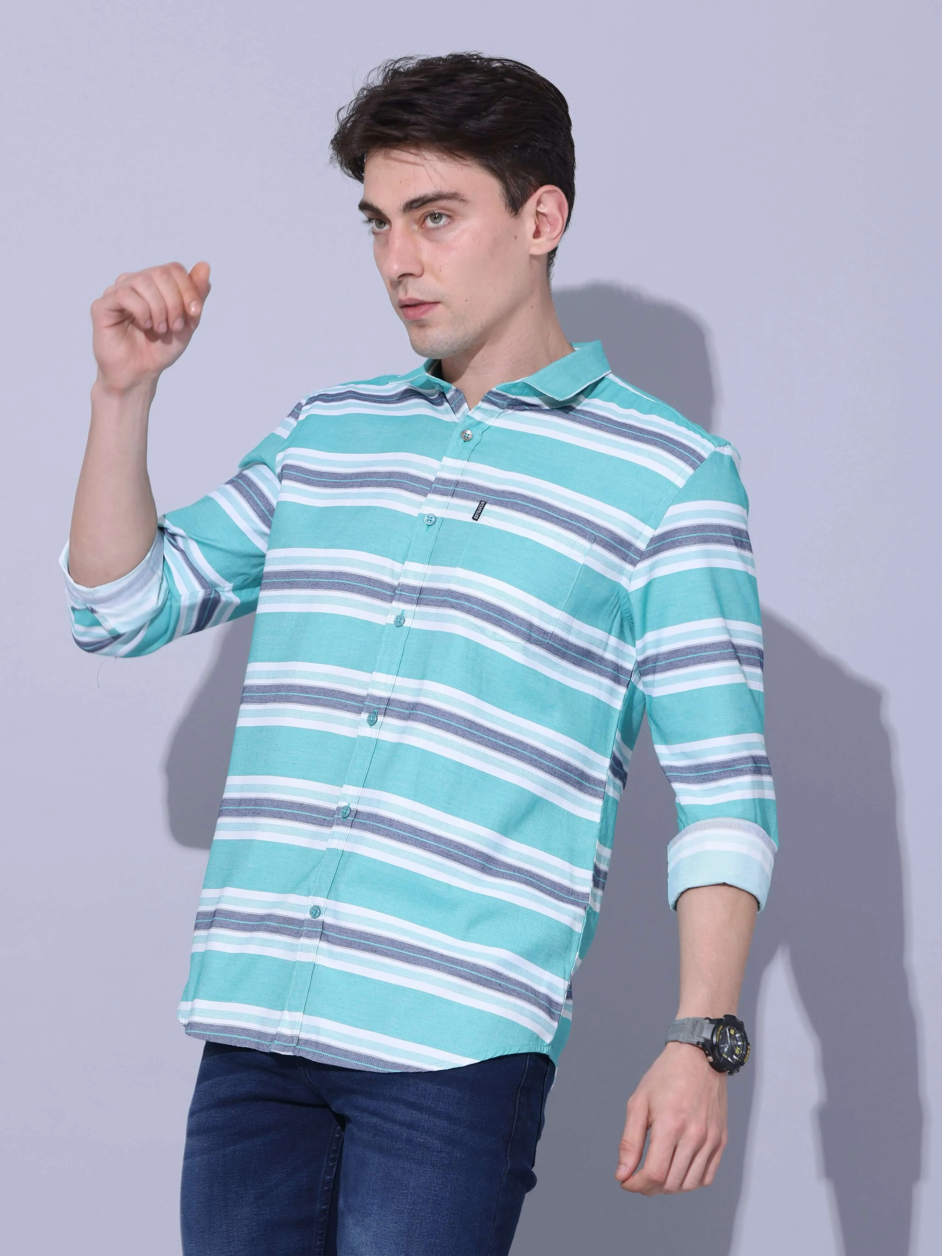 Green Stripe Casual Shirt