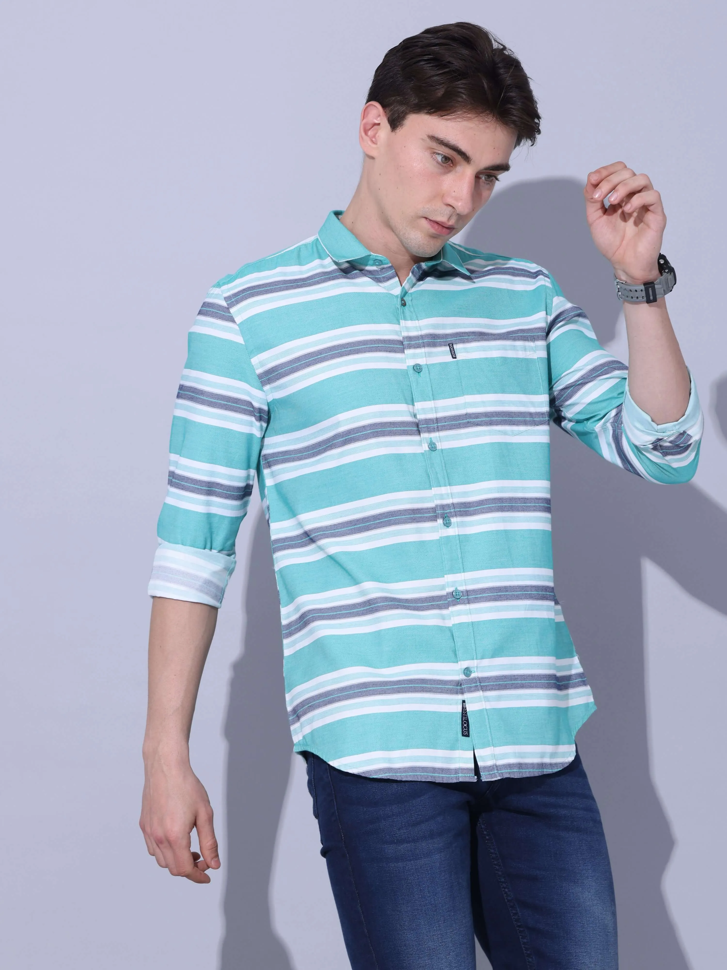 Green Stripe Casual Shirt