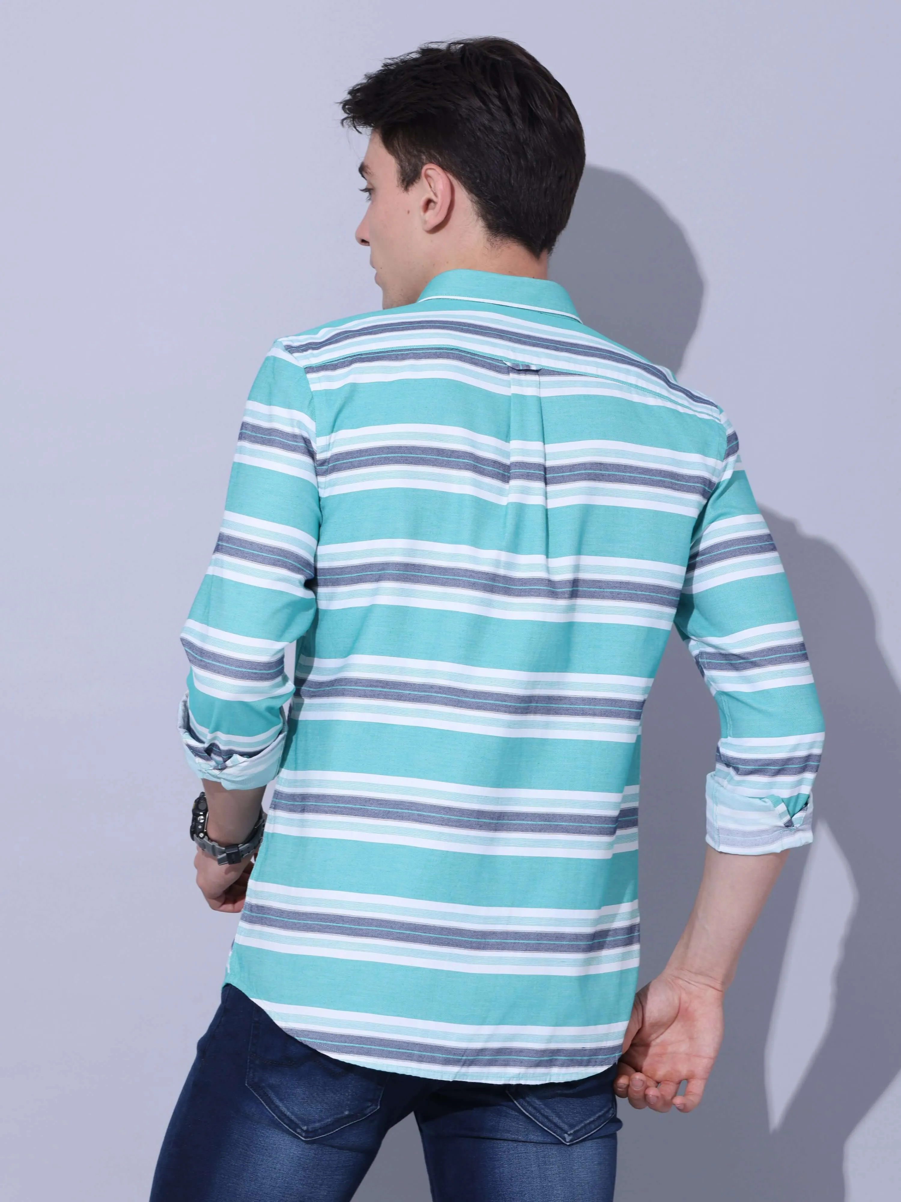 Green Stripe Casual Shirt