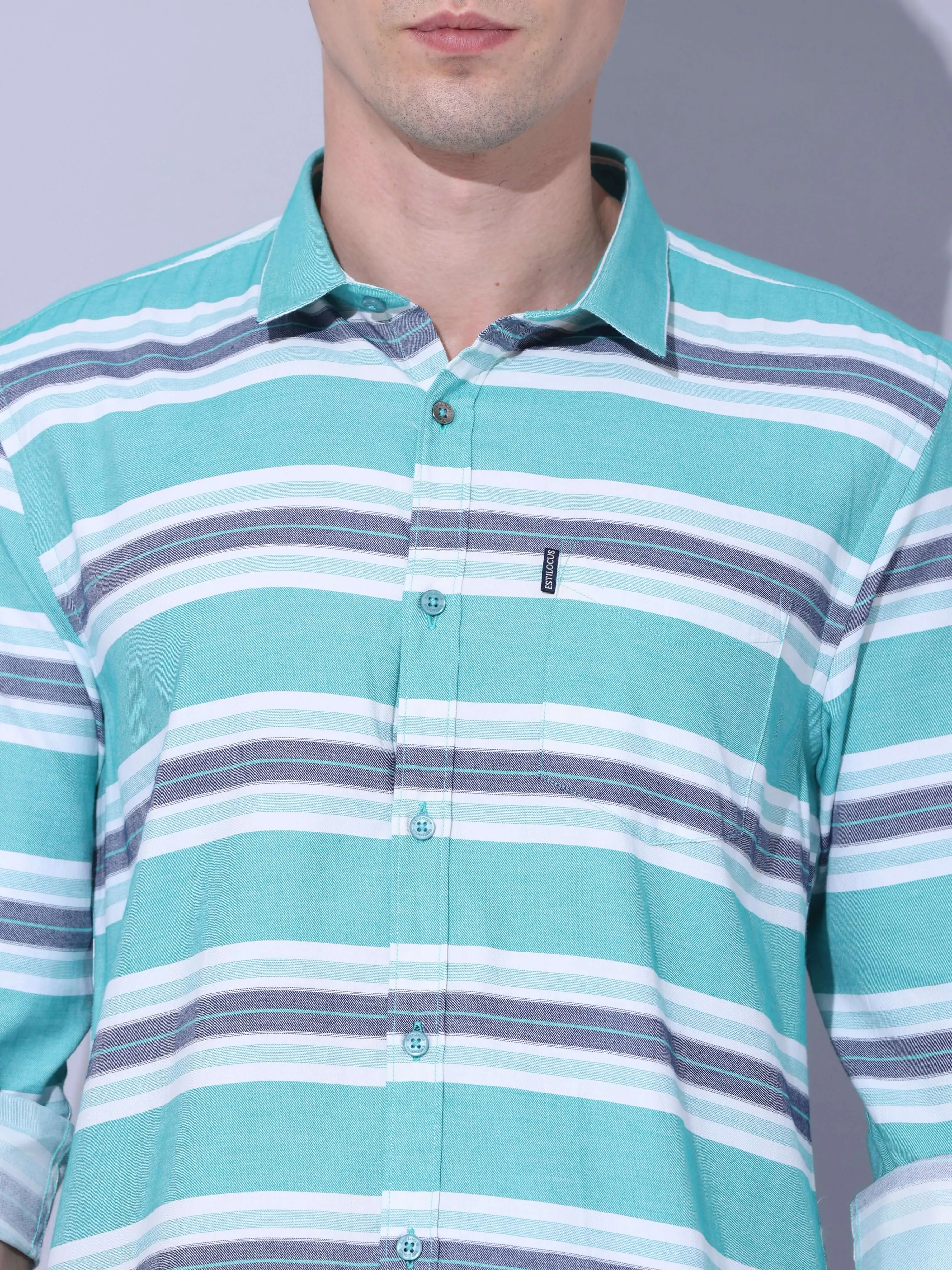 Green Stripe Casual Shirt