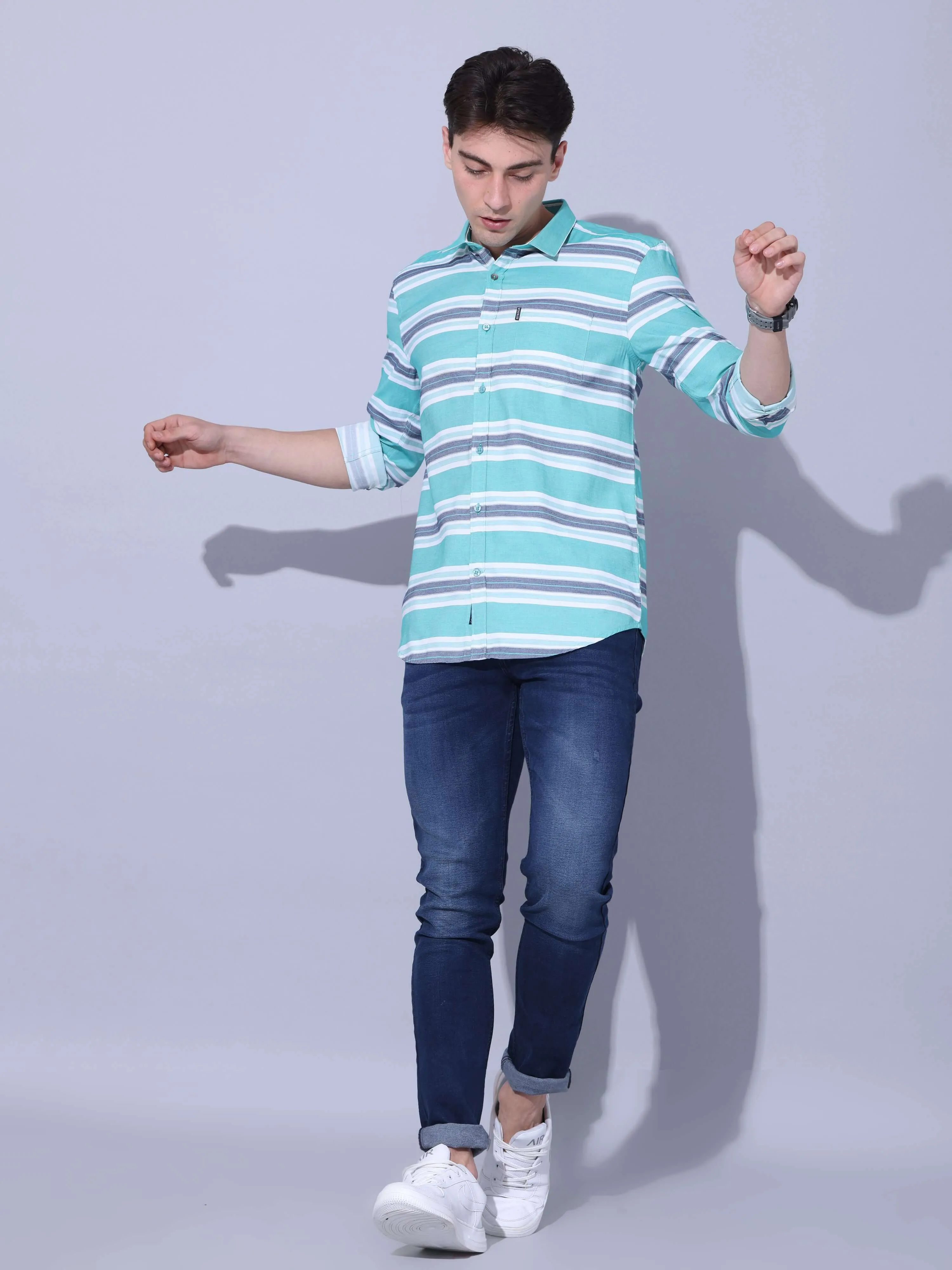 Green Stripe Casual Shirt