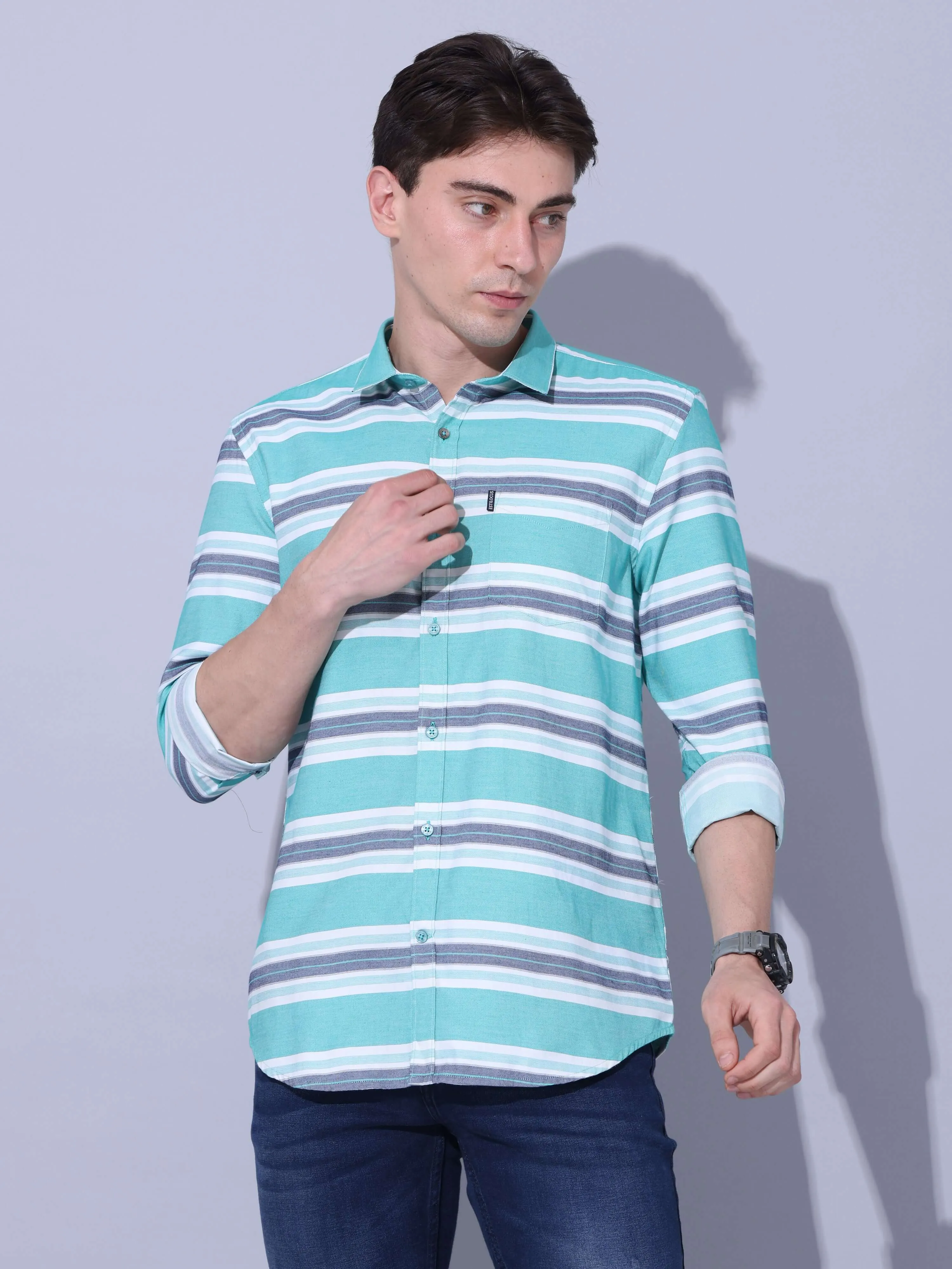 Green Stripe Casual Shirt