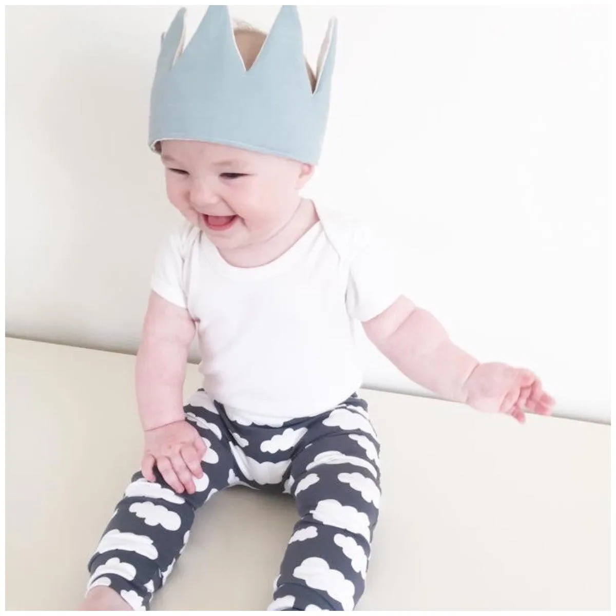 Grey Cloud Print Baby Leggings 0-6 Years