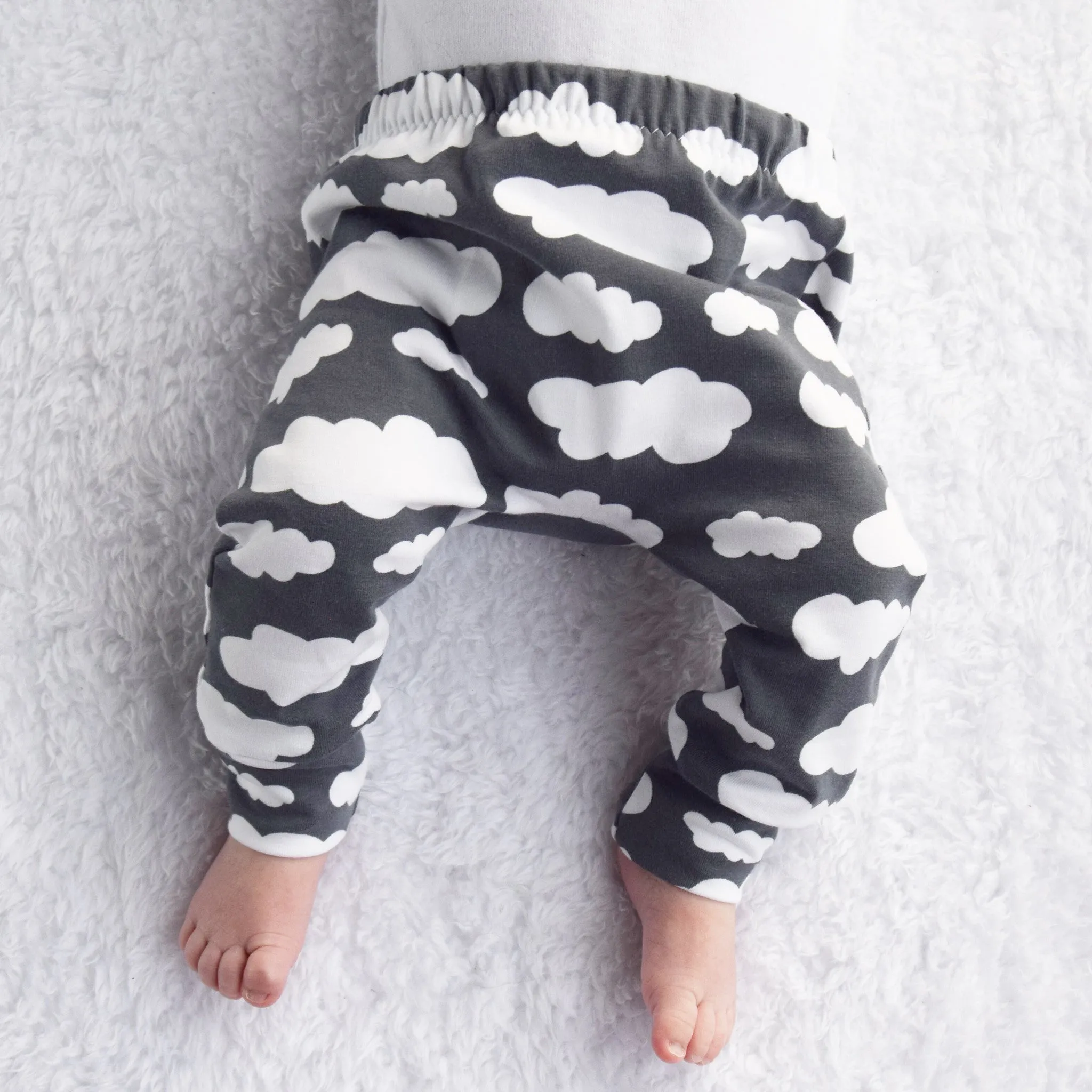 Grey Cloud Print Baby Leggings 0-6 Years