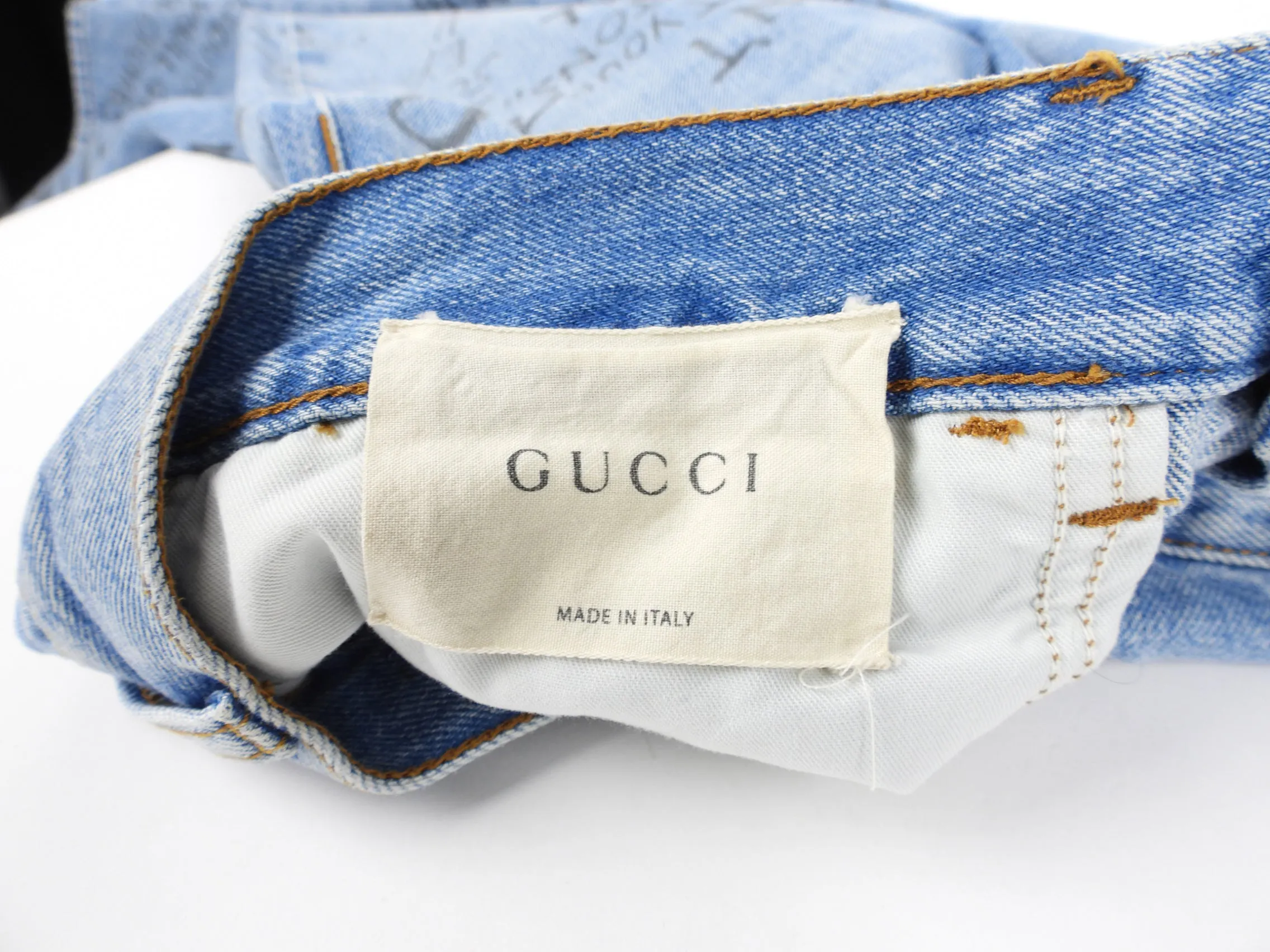 Gucci Blue Denim Jeans with Panther / Script - S