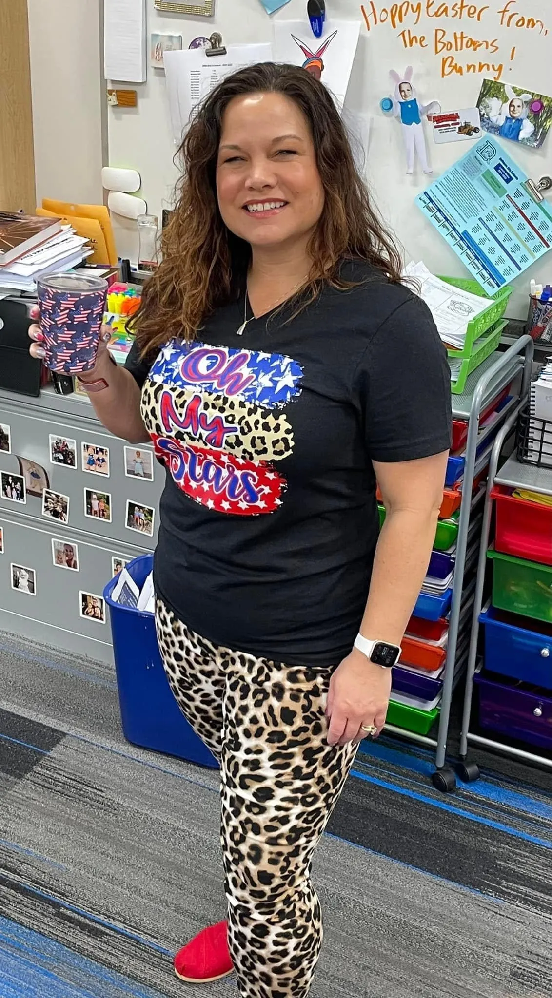 Heather Black {OH MY STARS} Leopard   Patriotic Mix Heather Black V-Neck Tee