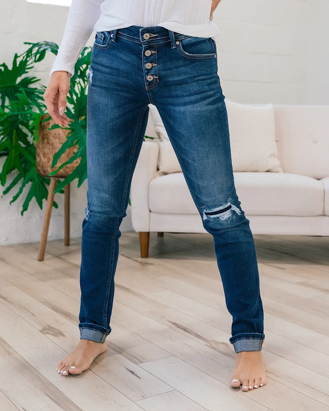 KanCan Kelsey Patched Straight Jeans