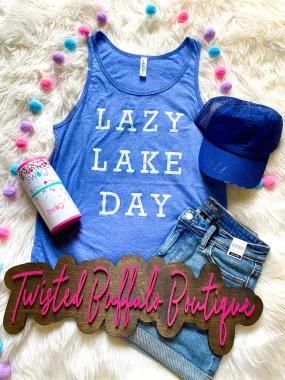 {LAZY LAKE DAY} Heather Blue Tank Top