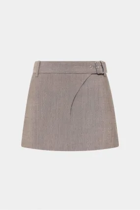 LEONARDO BELTED MINI SKIRT-TAUPE