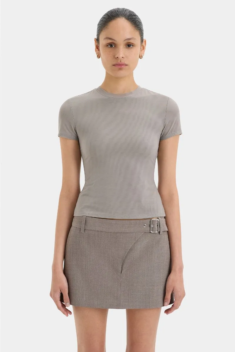 LEONARDO BELTED MINI SKIRT-TAUPE