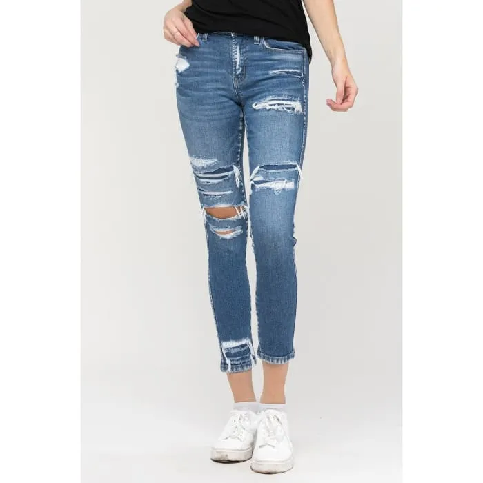 Lined Distressed Jeans