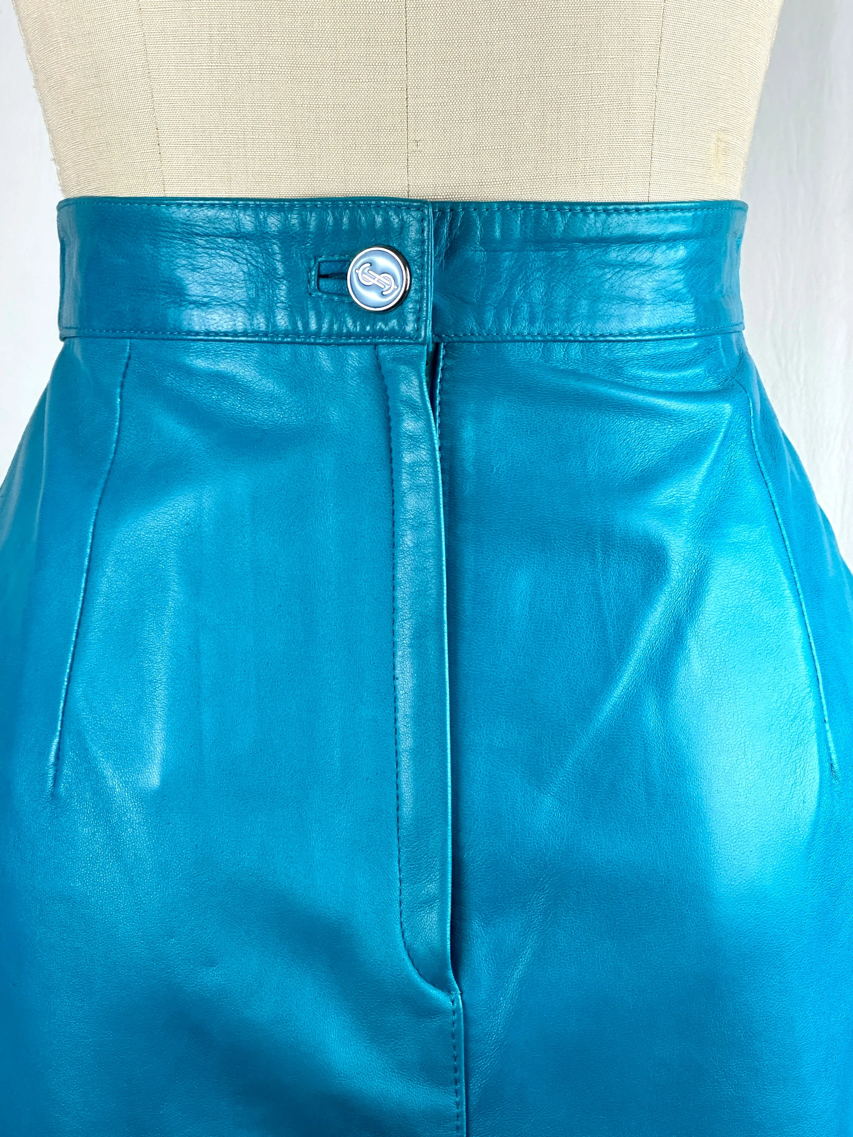 LOUIS FERAUD 80s Turquoise Pencil skirt  Medium