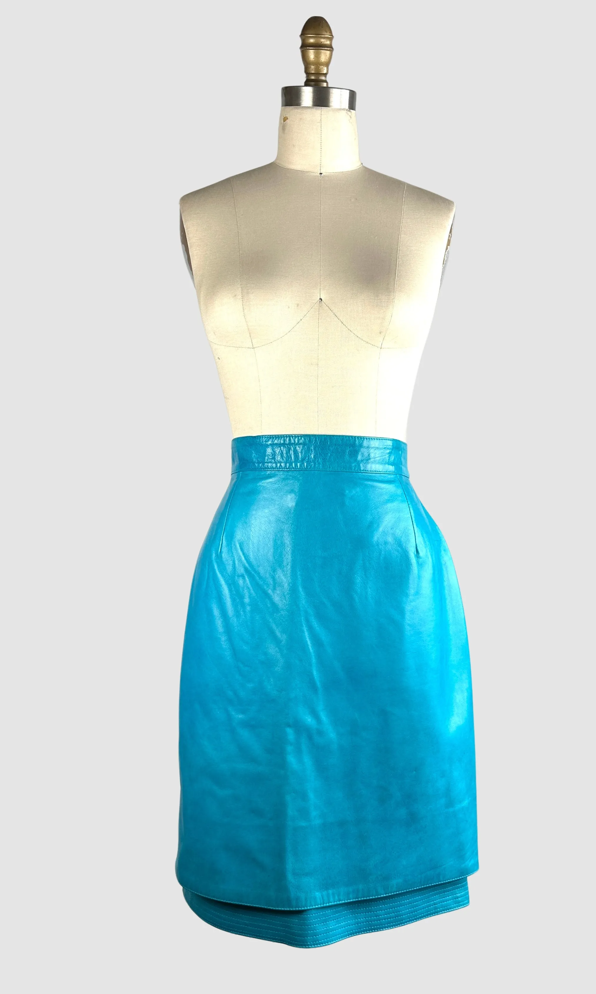 LOUIS FERAUD 80s Turquoise Pencil skirt  Medium