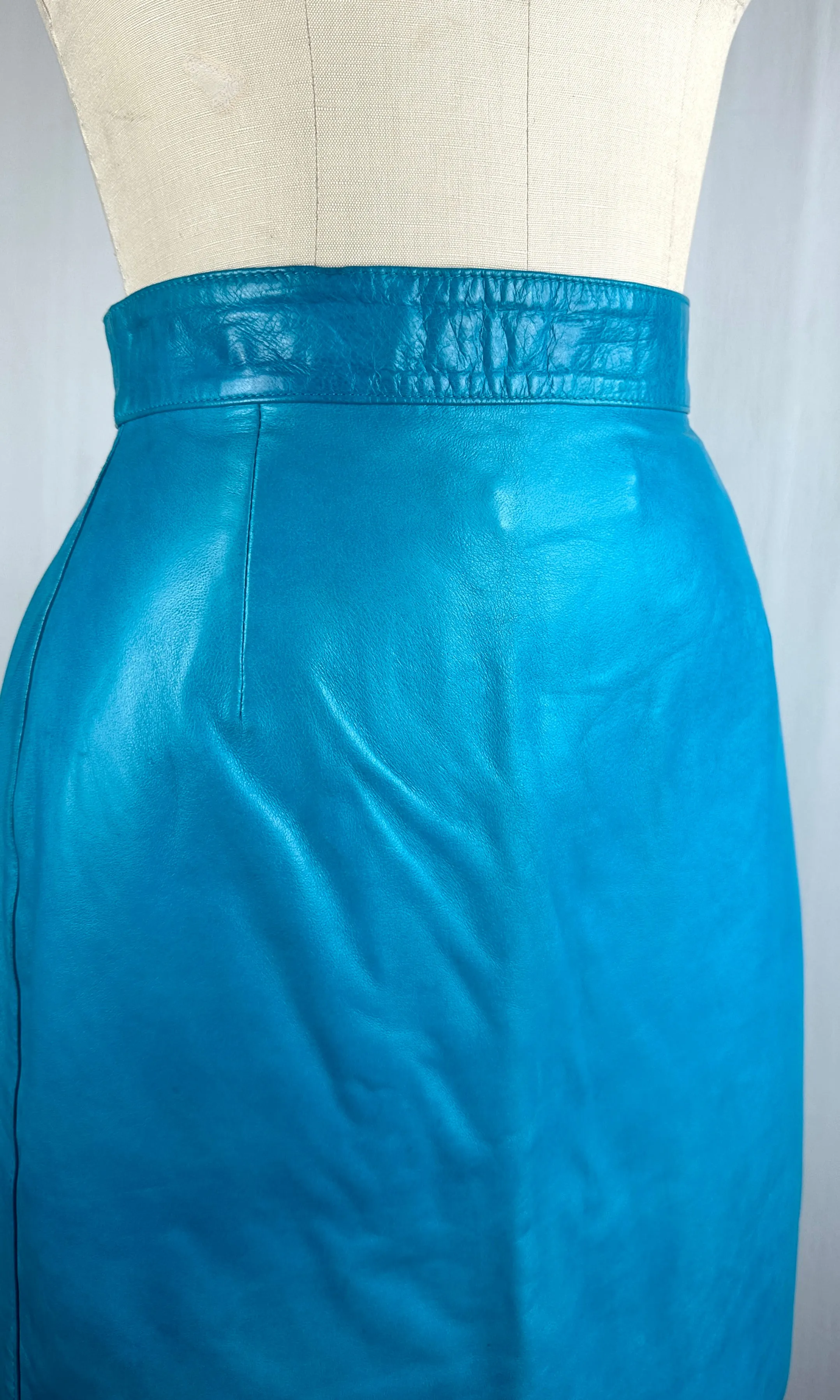 LOUIS FERAUD 80s Turquoise Pencil skirt  Medium