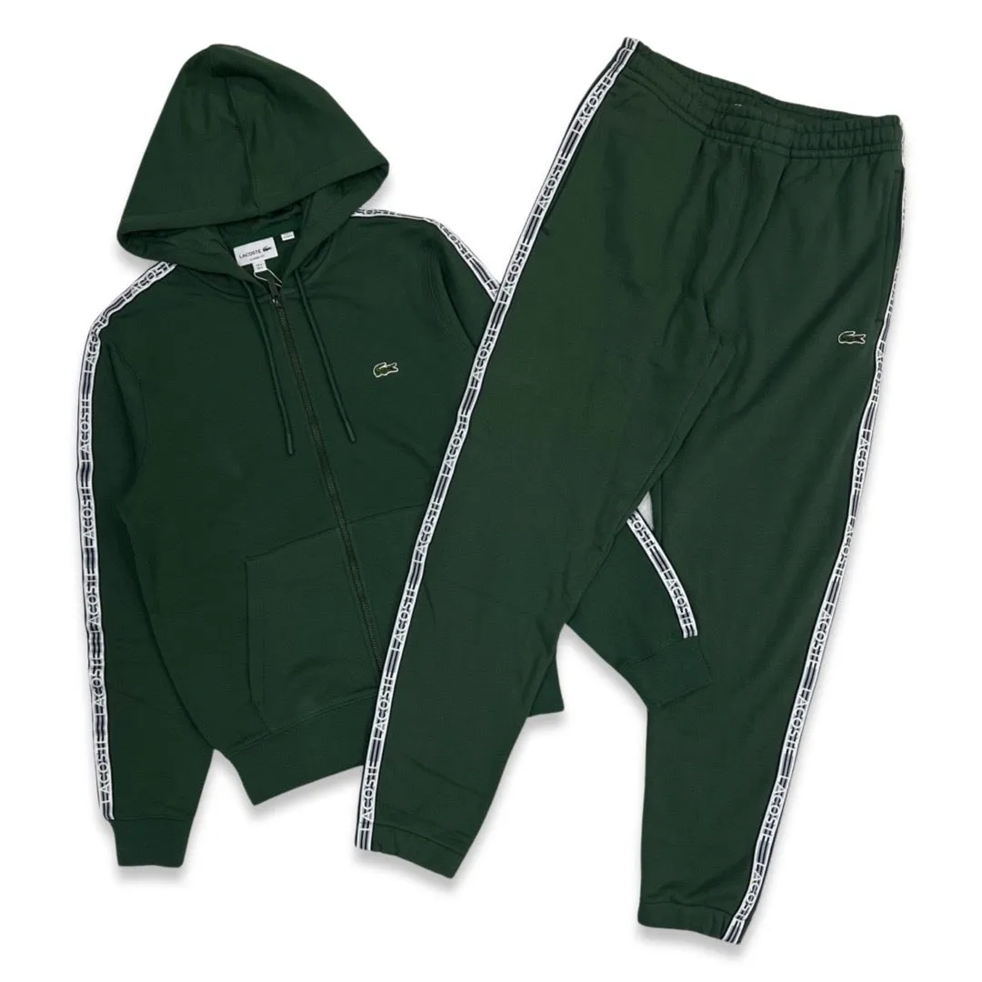 Men’s Fleece Stripe Jogging Set In Green