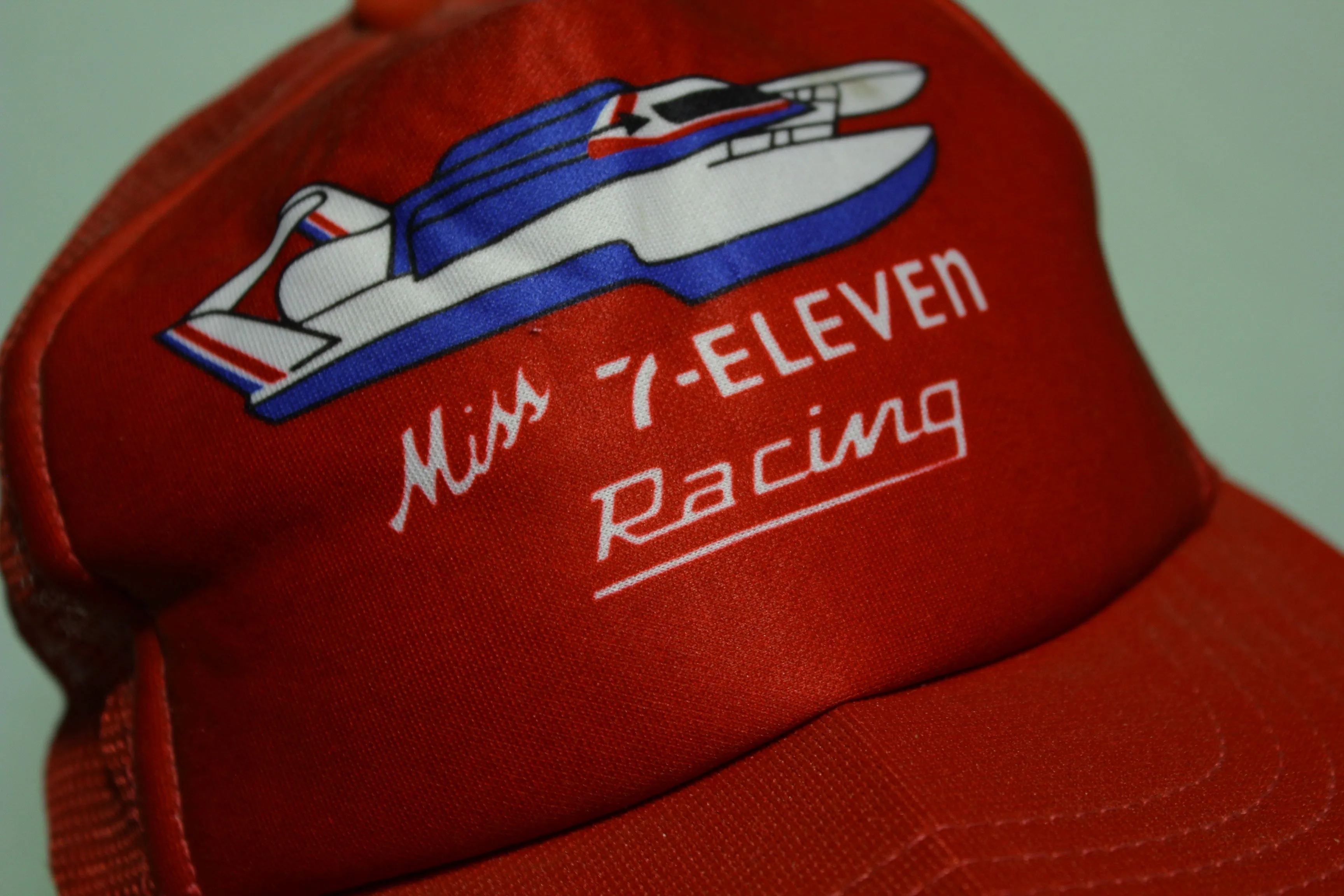 MIss 7-Eleven Hydro Plane Racing Vintage 80's Automotive Trucker Snapback Adjustable Hat