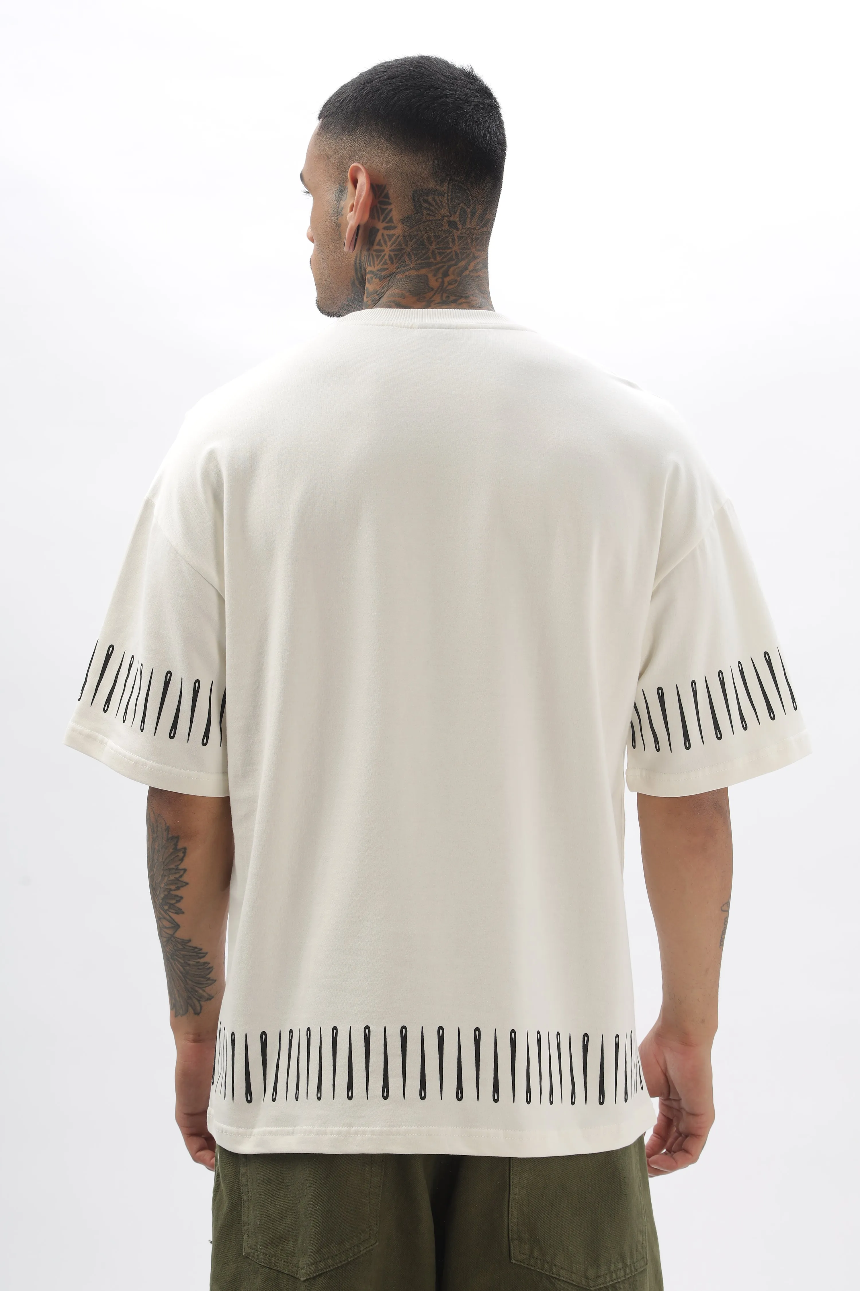 NeedleTrack Cream Dropshoulder Tee